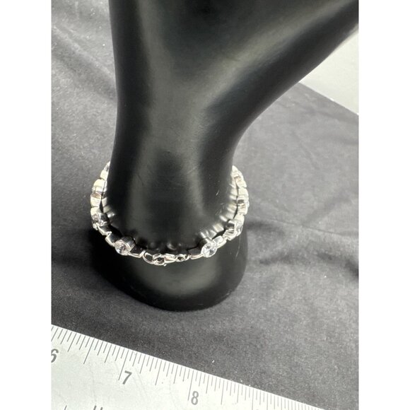 Ross Simons Vintage Elegant Silver & Round Cubic Rhinestone Crystal Tennis Brace - Picture 3 of 8